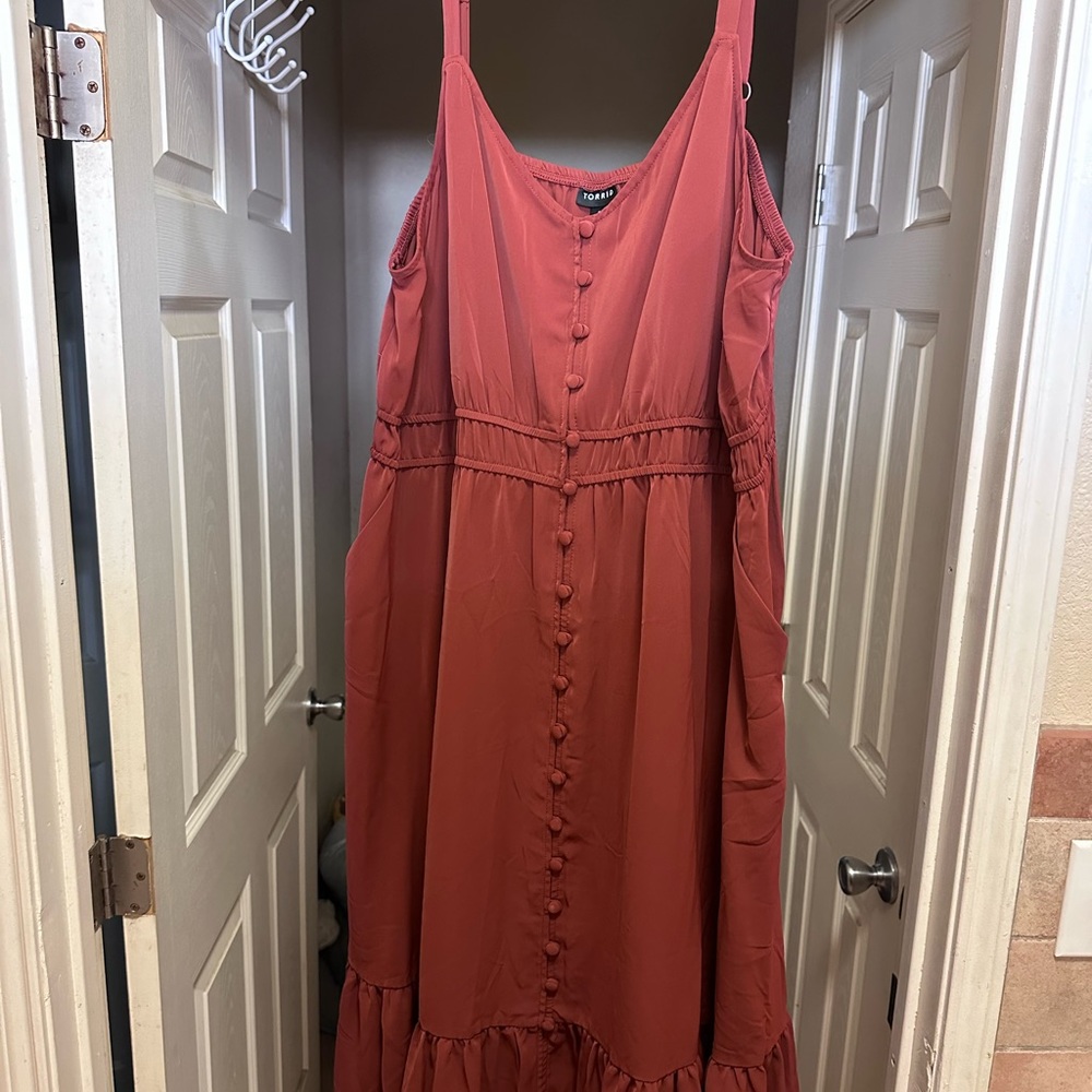 Elegant Rust Button-Down Dress